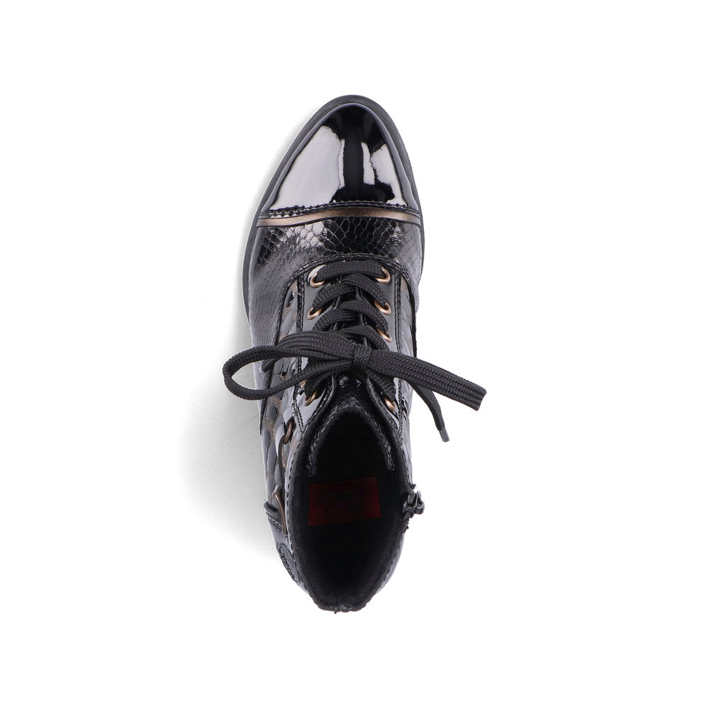 Rieker Ladies Patent Block Heel Ankle Boot