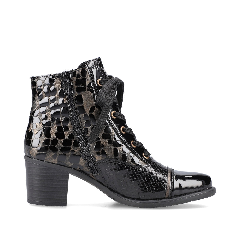Rieker Ladies Patent Block Heel Ankle Boot
