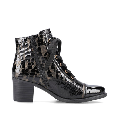 Rieker Ladies Patent Block Heel Ankle Boot