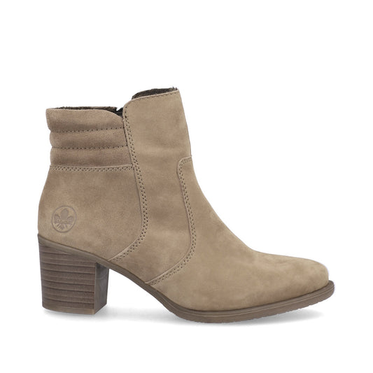 Rieker Ladies Zip Sided Block Heel Ankle Boot