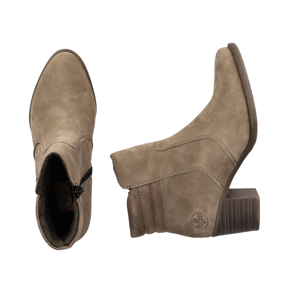 Rieker Ladies Zip Sided Block Heel Ankle Boot
