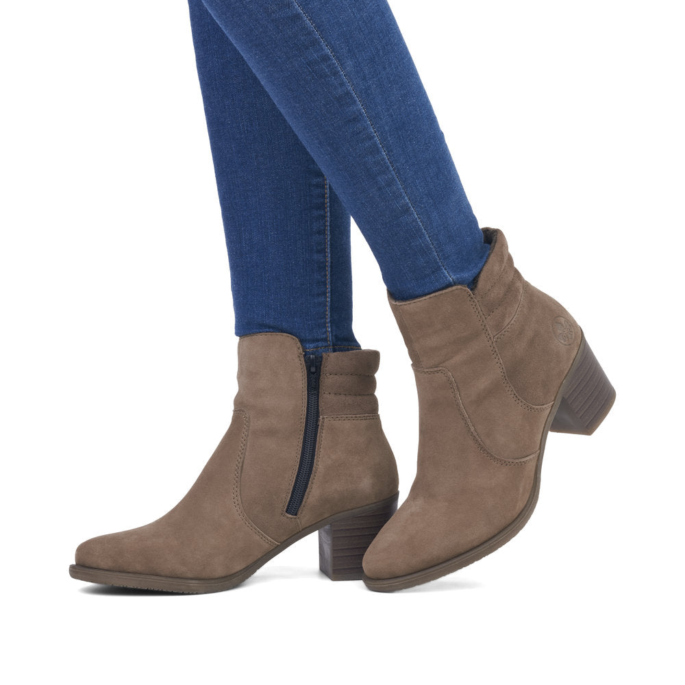 Rieker Ladies Zip Sided Block Heel Ankle Boot