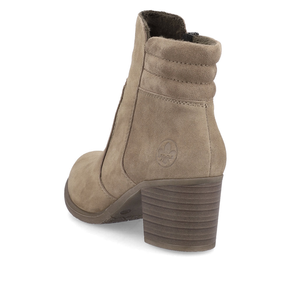 Rieker Ladies Zip Sided Block Heel Ankle Boot