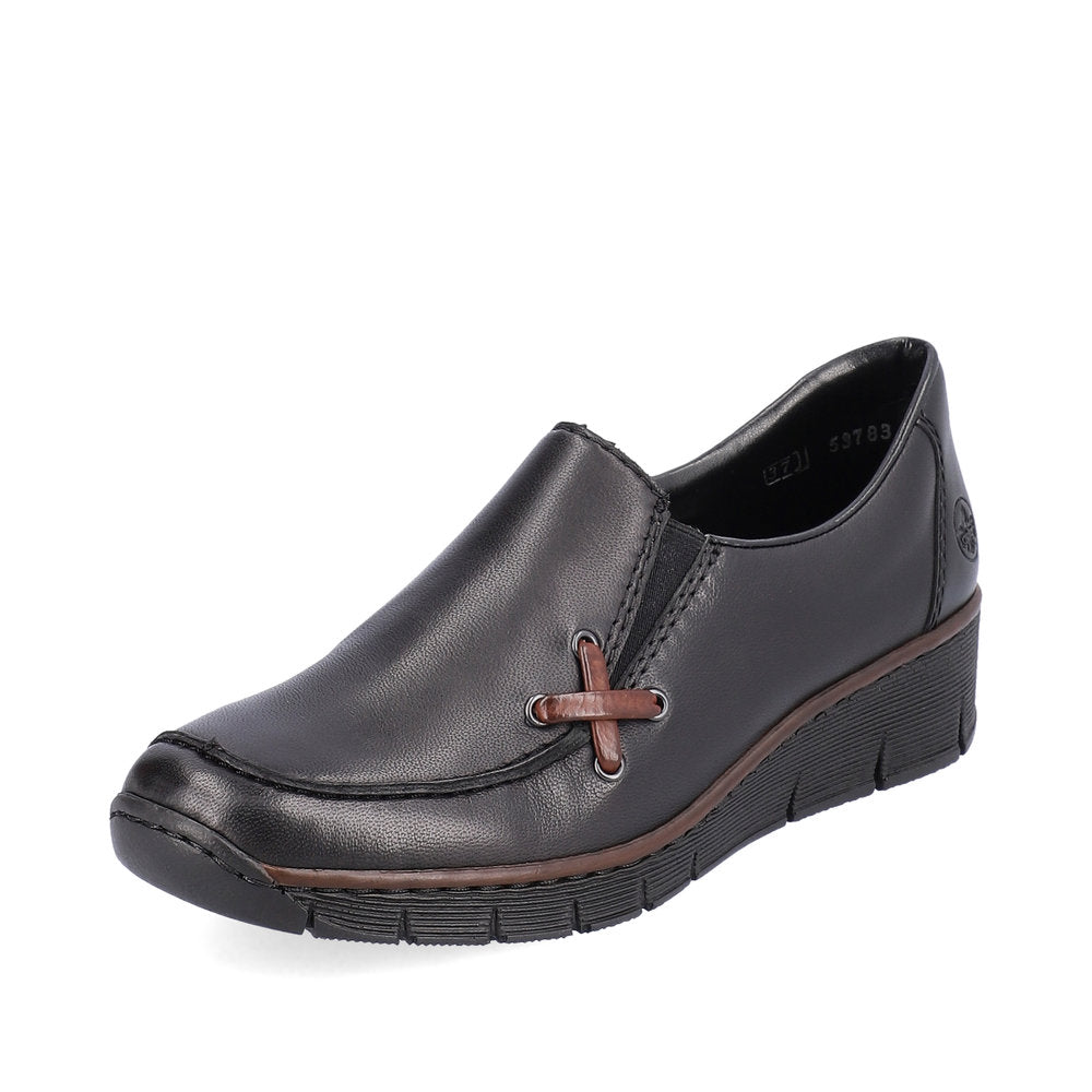 Rieker Ladies Low Wedge Slip On Shoe