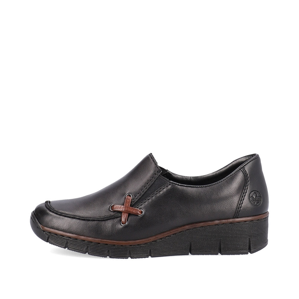 Rieker Ladies Low Wedge Slip On Shoe
