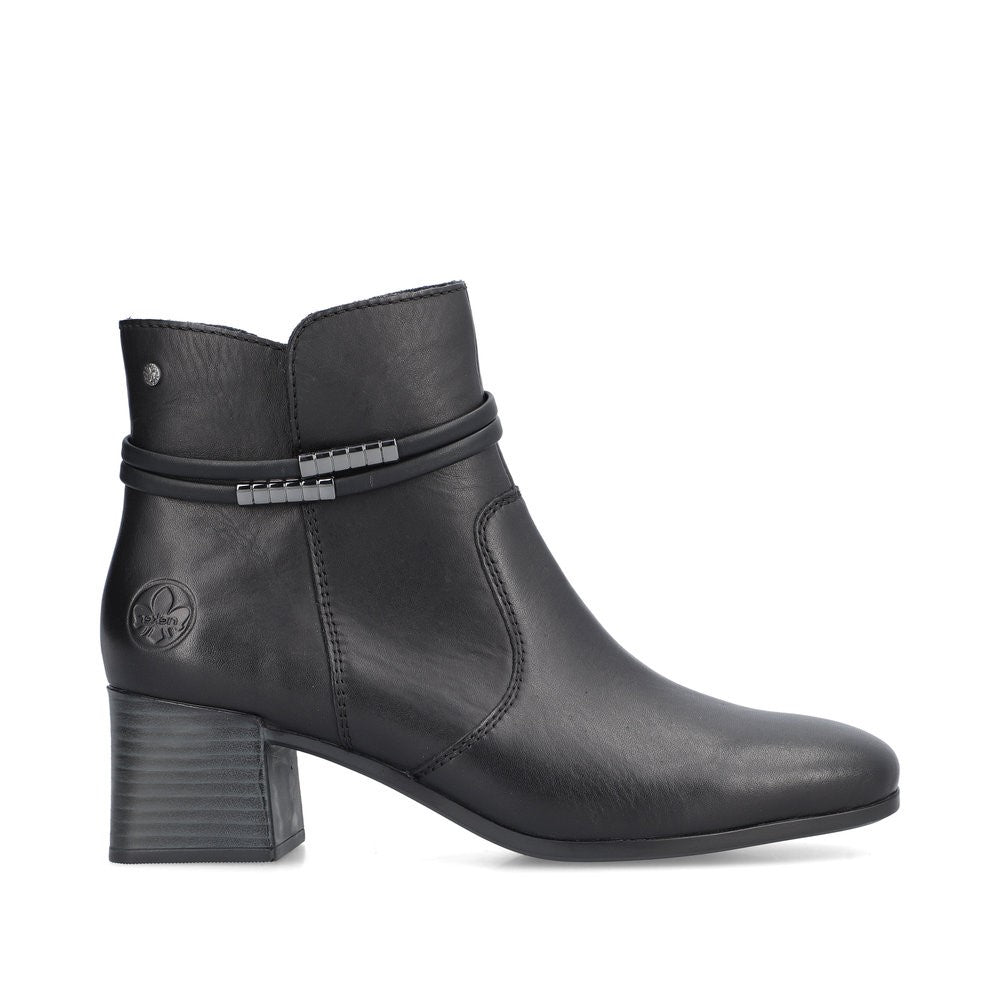 Rieker Ladies Zip Sided Block Heel Ankle Boot
