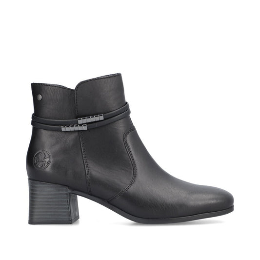 Rieker Ladies Zip Sided Block Heel Ankle Boot