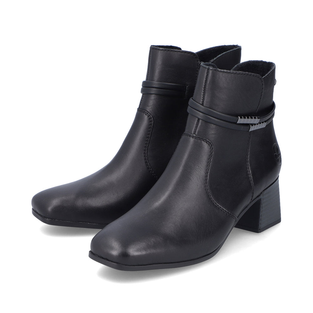 Rieker Ladies Zip Sided Block Heel Ankle Boot