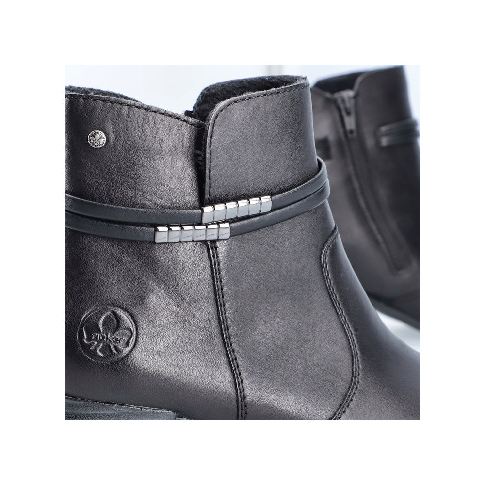 Rieker Ladies Zip Sided Block Heel Ankle Boot