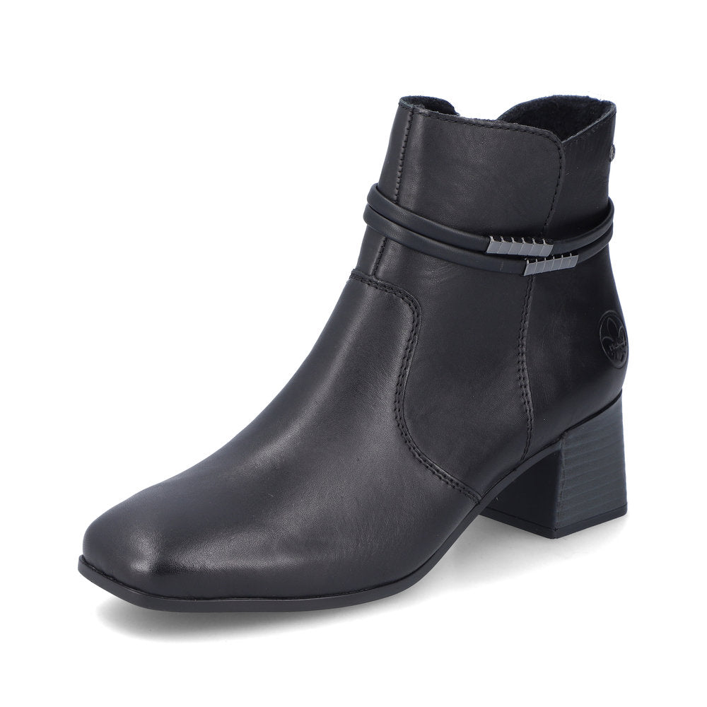 Rieker Ladies Zip Sided Block Heel Ankle Boot