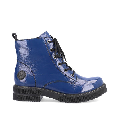 Rieker Ladies Chunky Sole Lace Up Patent Boot