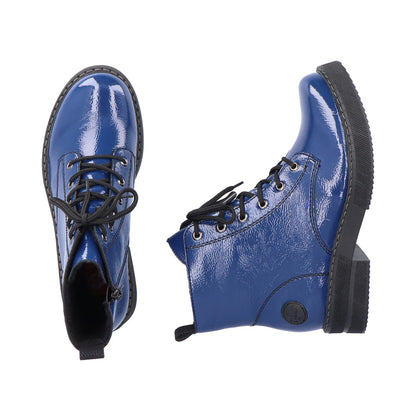 Rieker Ladies Chunky Sole Lace Up Patent Boot