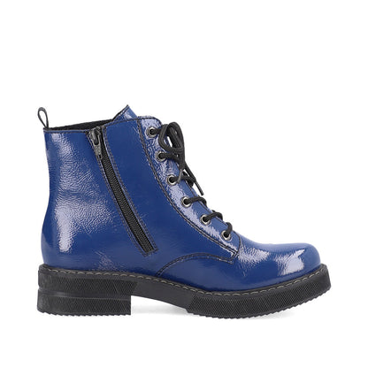 Rieker Ladies Chunky Sole Lace Up Patent Boot