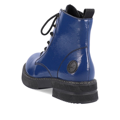 Rieker Ladies Chunky Sole Lace Up Patent Boot
