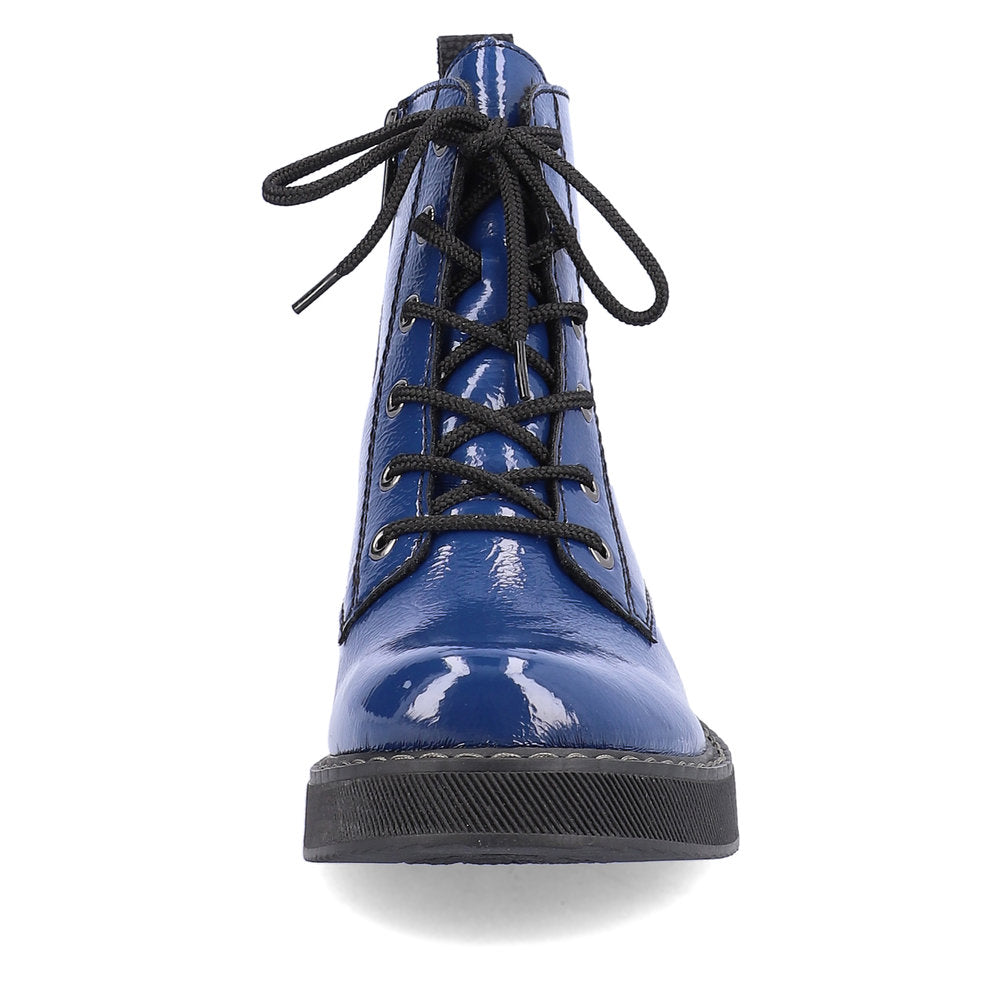 Rieker Ladies Chunky Sole Lace Up Patent Boot