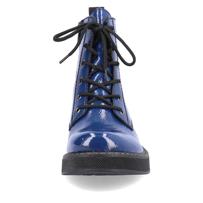Rieker Ladies Chunky Sole Lace Up Patent Boot