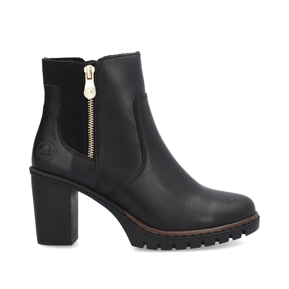 Rieker Ladies Mid Heel Zip Feature Ankle Boot