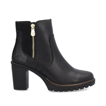 Rieker Ladies Mid Heel Zip Feature Ankle Boot