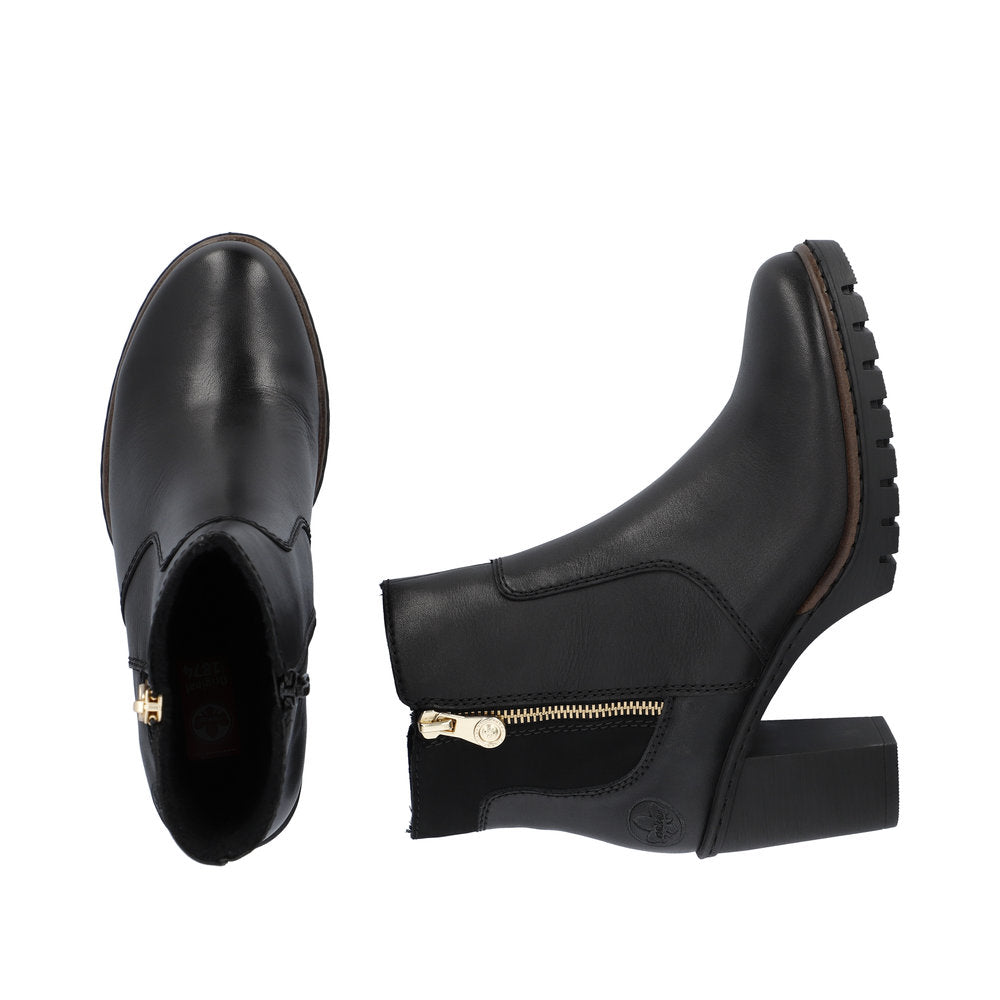 Rieker Ladies Mid Heel Zip Feature Ankle Boot