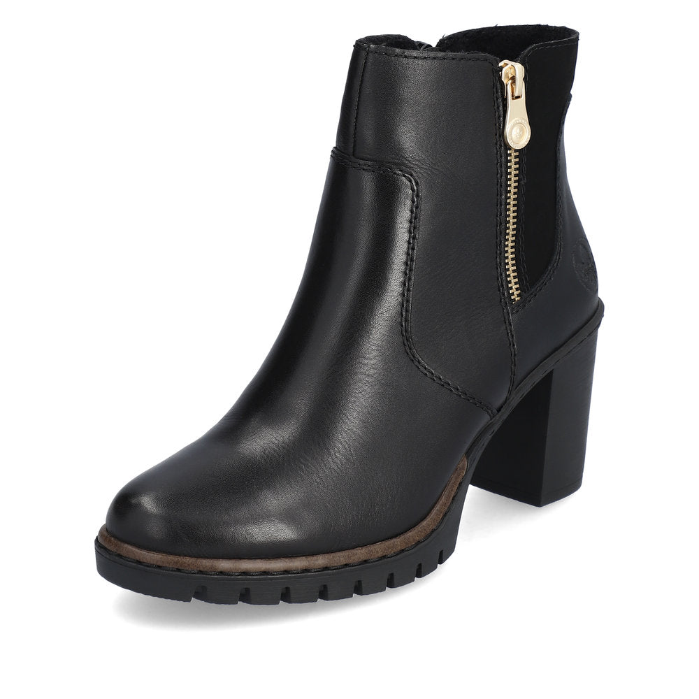 Rieker Ladies Mid Heel Zip Feature Ankle Boot