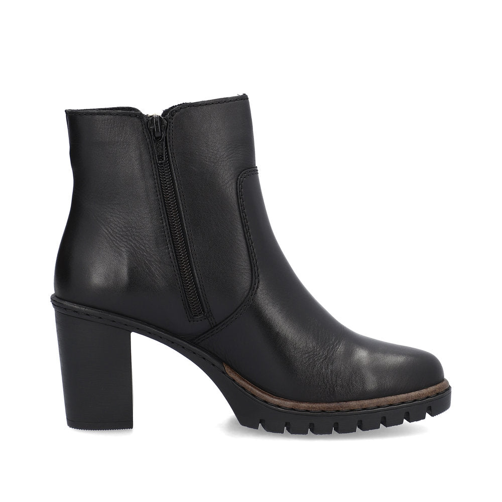 Rieker Ladies Mid Heel Zip Feature Ankle Boot