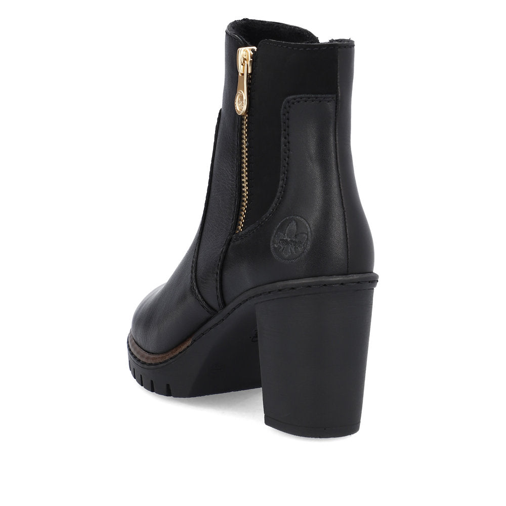 Rieker Ladies Mid Heel Zip Feature Ankle Boot