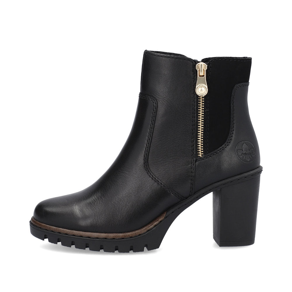 Rieker Ladies Mid Heel Zip Feature Ankle Boot