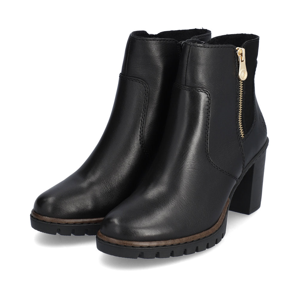 Rieker Ladies Mid Heel Zip Feature Ankle Boot