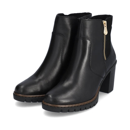 Rieker Ladies Mid Heel Zip Feature Ankle Boot