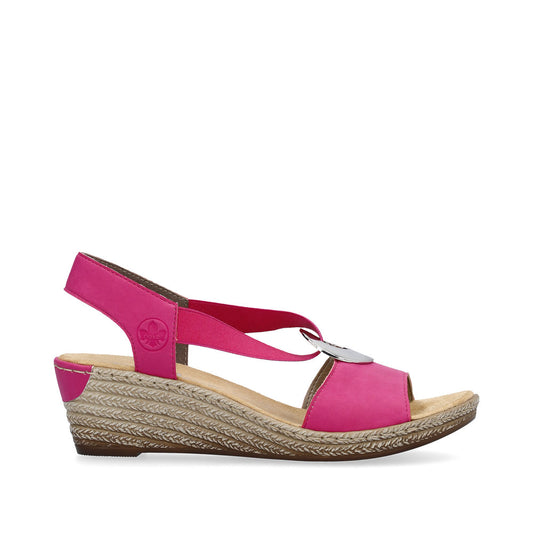 Rieker Ladies Wedge Heel Elastic Strap Sandal