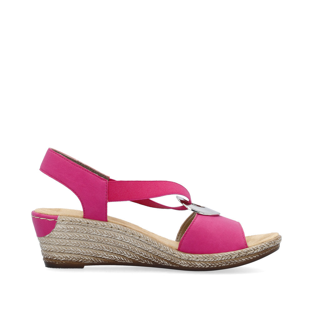 Rieker Ladies Wedge Heel Elastic Strap Sandal