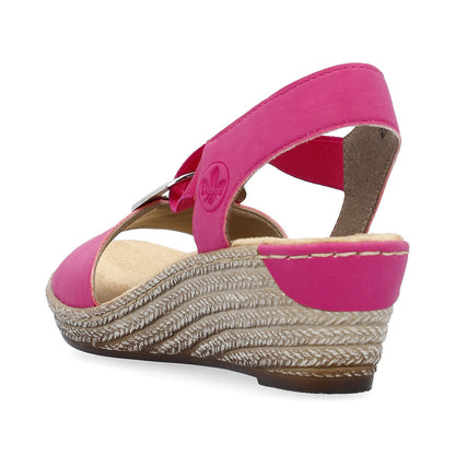Rieker Ladies Wedge Heel Elastic Strap Sandal