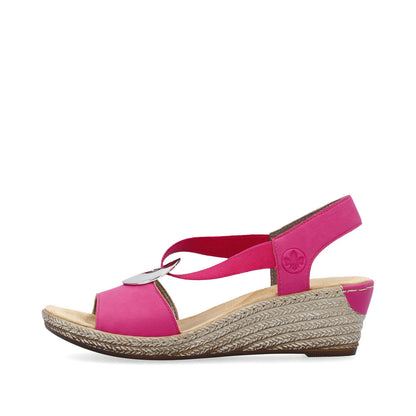 Rieker Ladies Wedge Heel Elastic Strap Sandal