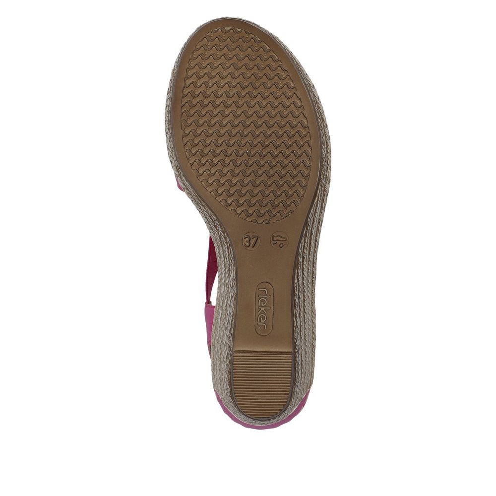 Rieker Ladies Wedge Heel Elastic Strap Sandal