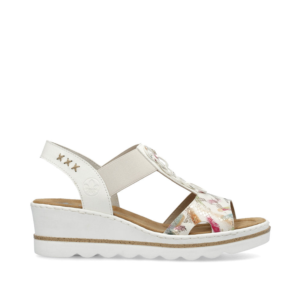Rieker Ladies T Bar Wedge Heel Sandal