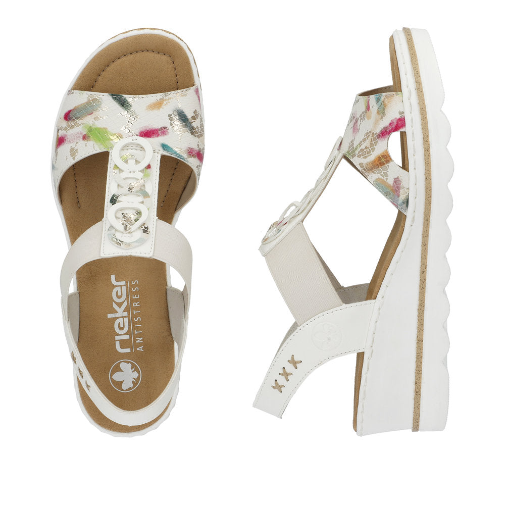Rieker Ladies T Bar Wedge Heel Sandal