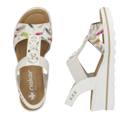 Rieker Ladies T Bar Wedge Heel Sandal