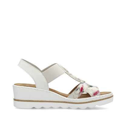 Rieker Ladies T Bar Wedge Heel Sandal