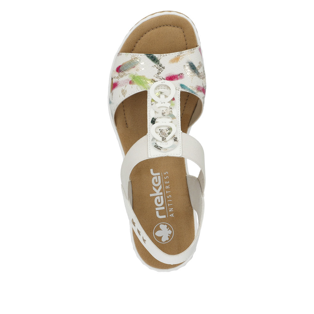 Rieker Ladies T Bar Wedge Heel Sandal