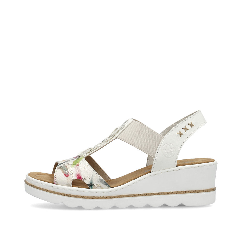 Rieker Ladies T Bar Wedge Heel Sandal
