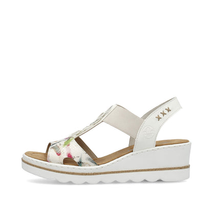 Rieker Ladies T Bar Wedge Heel Sandal