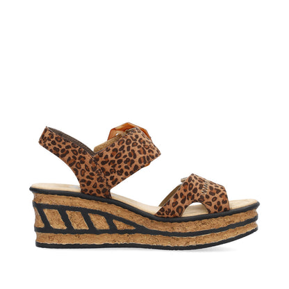 Rieker Ladies Buckle Detail Animal Print Platform Sandal