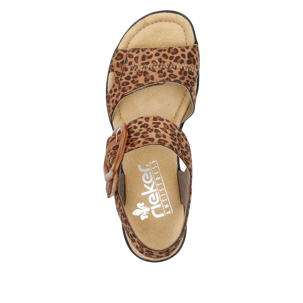 Rieker Ladies Buckle Detail Animal Print Platform Sandal