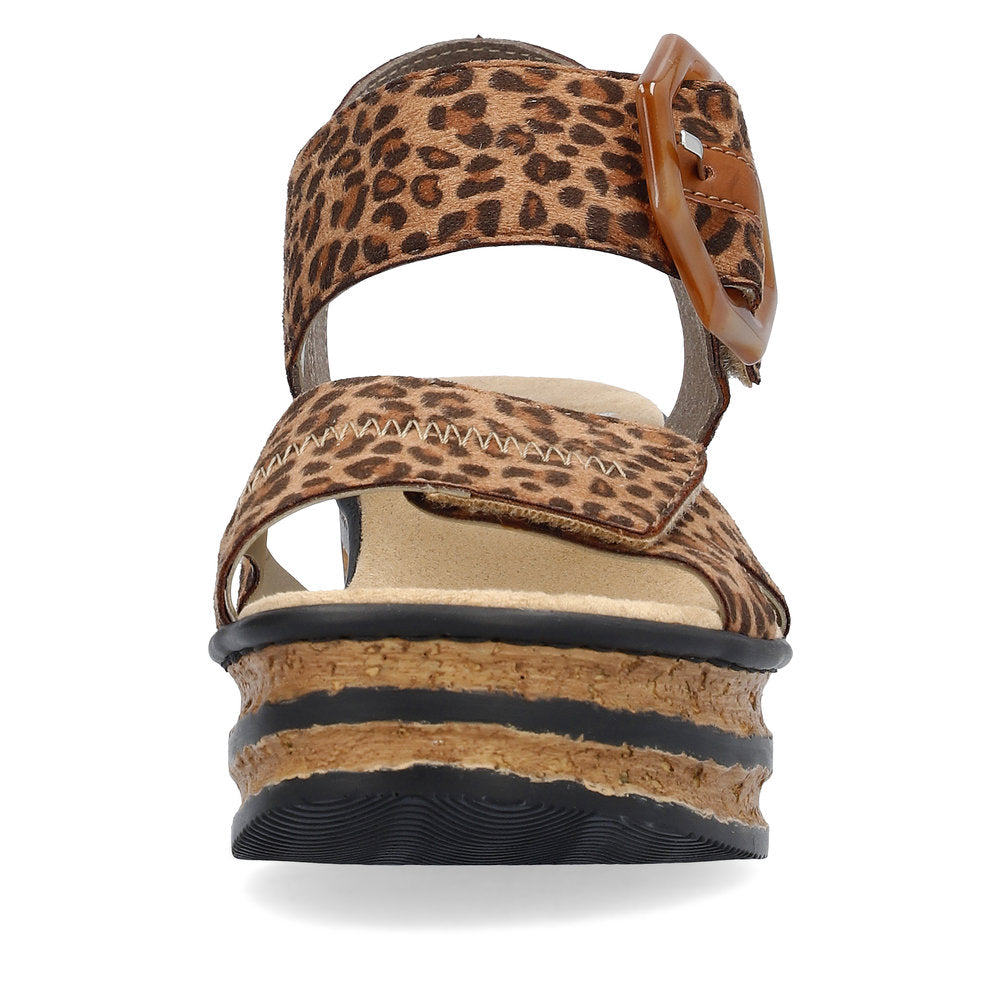 Rieker Ladies Buckle Detail Animal Print Platform Sandal