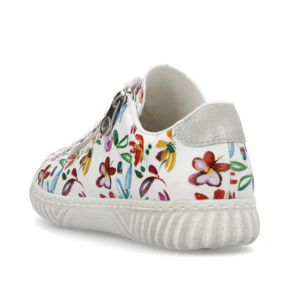 Rieker Ladies Zip Sided Multi Print Lace Sneaker