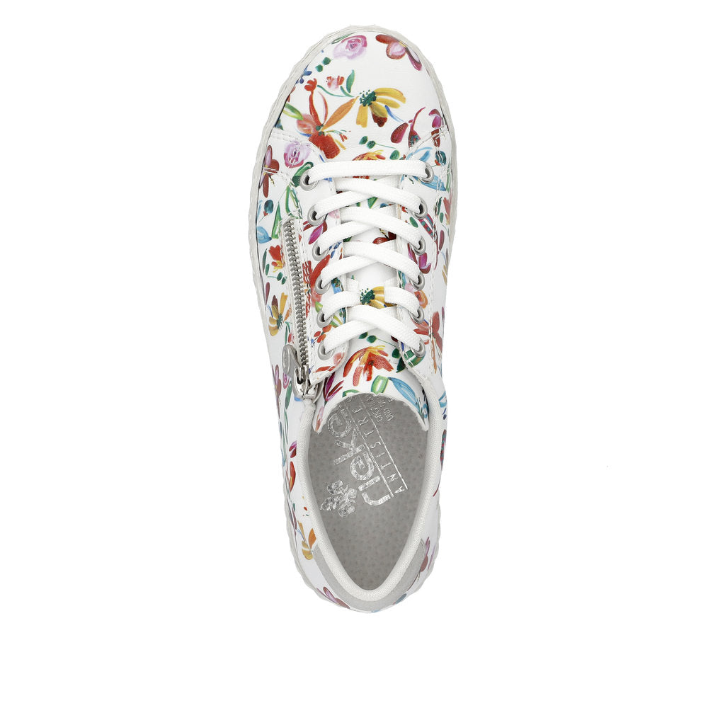 Rieker Ladies Zip Sided Multi Print Lace Sneaker