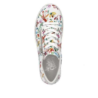 Rieker Ladies Zip Sided Multi Print Lace Sneaker