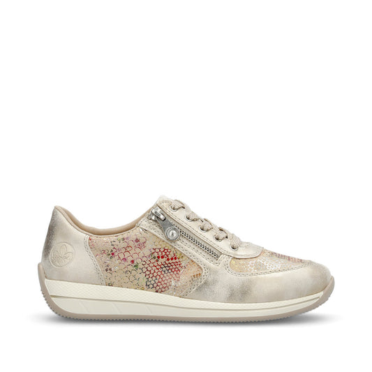 Rieker Ladies Metallic Print Zip Side Sneaker