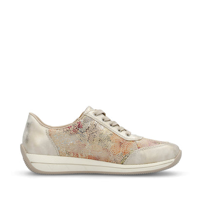 Rieker Ladies Metallic Print Zip Side Sneaker
