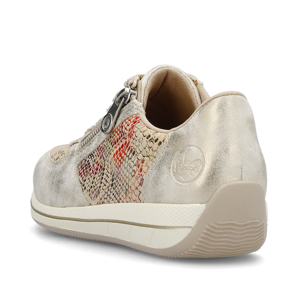 Rieker Ladies Metallic Print Zip Side Sneaker
